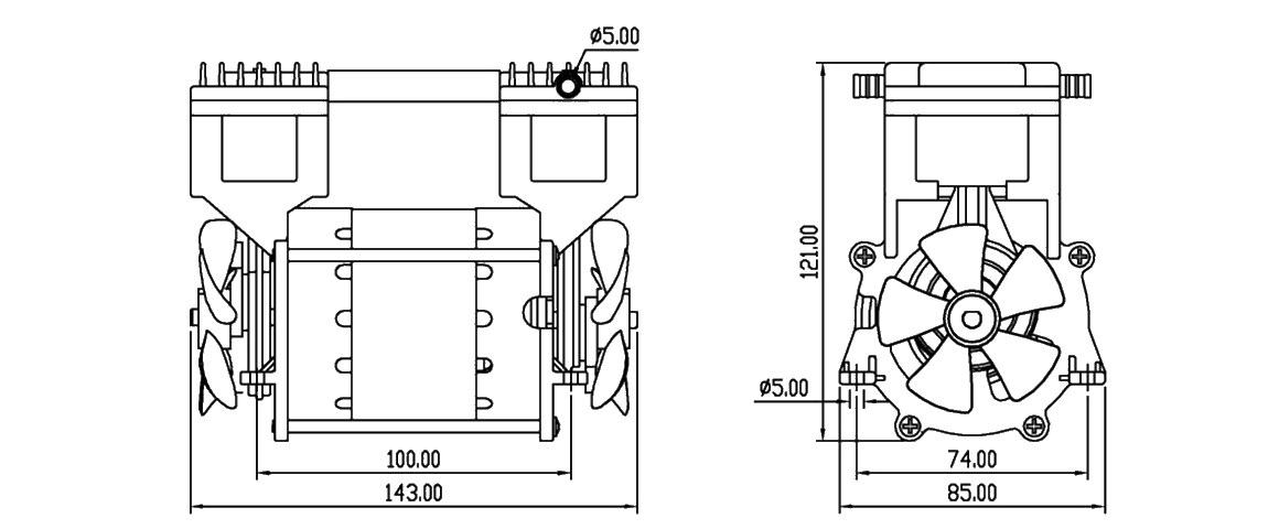 HP-200V活塞真空泵(beng) 尺寸圖