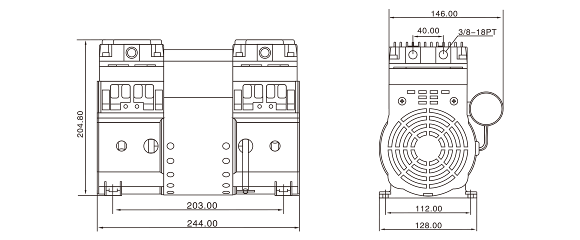 HP-2000H活(huo)塞真空泵 尺寸圖